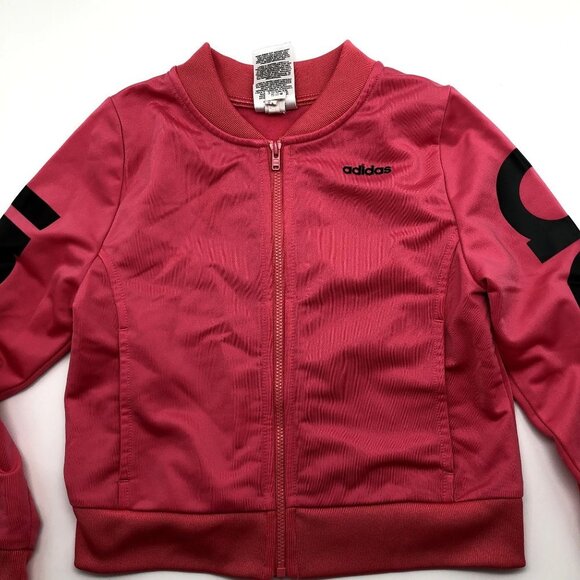Adidas Girls Size 6X Pink Track Jacket Full Zip Sweatshirt Active Running - Picture 3 of 5